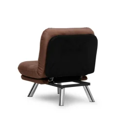 Fauteuil convertible banquette marron pieds chromés CUSCO
