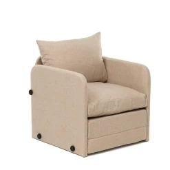 Fauteuil convertible beige lin 1 place couchage 200 cm ORURO