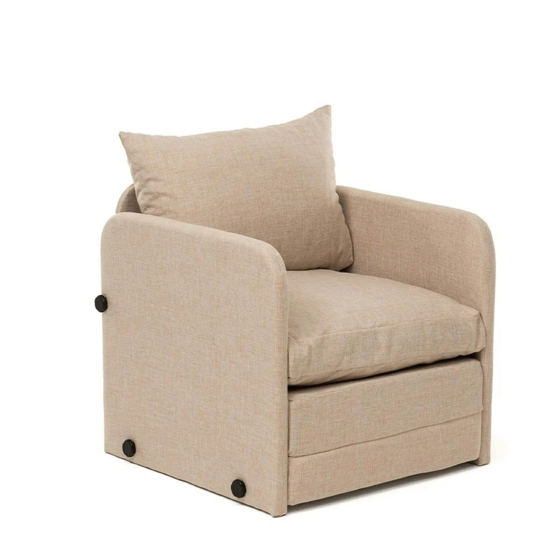 Fauteuil convertible beige lin 1 place couchage 200 cm ORURO