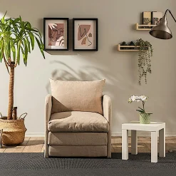 Fauteuil convertible beige lin 1 place couchage 200 cm ORURO