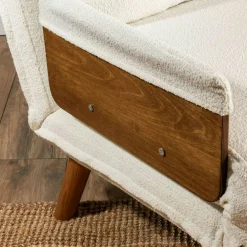 Fauteuil convertible blanc bouclette 1 place couchage 190 cm LOJA