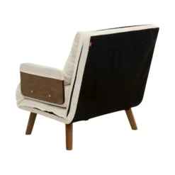 Fauteuil convertible blanc bouclette 1 place couchage 190 cm LOJA