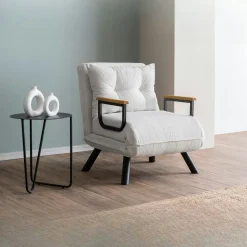 Fauteuil convertible blanc bouclette 1 place 175 cm MODI