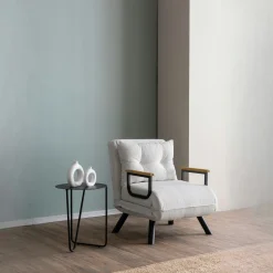 Fauteuil convertible blanc bouclette 1 place 175 cm MODI