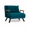 Fauteuil convertible bleu canard - coussin assorti MODI