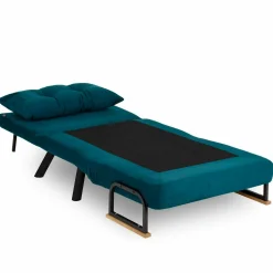 Fauteuil convertible bleu canard - coussin assorti MODI