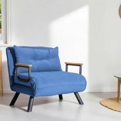 Fauteuil convertible bleu - coussin assorti MODI