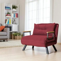 Fauteuil convertible bordeaux - coussin assorti MODI