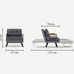 Fauteuil convertible écru 1 place couchage 175 cm MODI