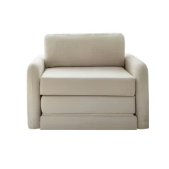 Fauteuil convertible écru velours côtelé, 1 place QUITO