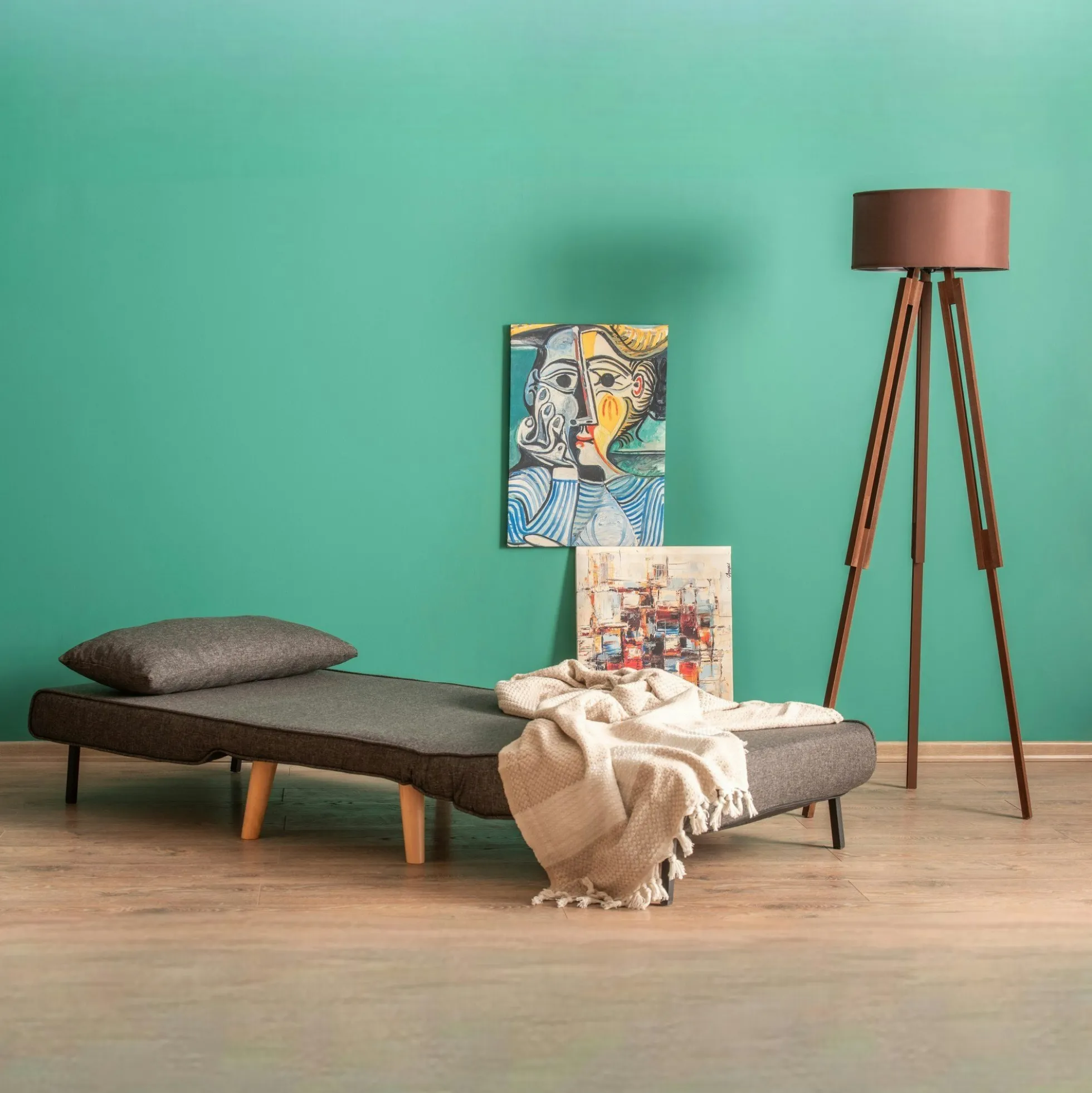 Fauteuil convertible gris chiné, couchage 180 cm COPALA