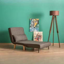 Fauteuil convertible gris chiné, couchage 180 cm COPALA