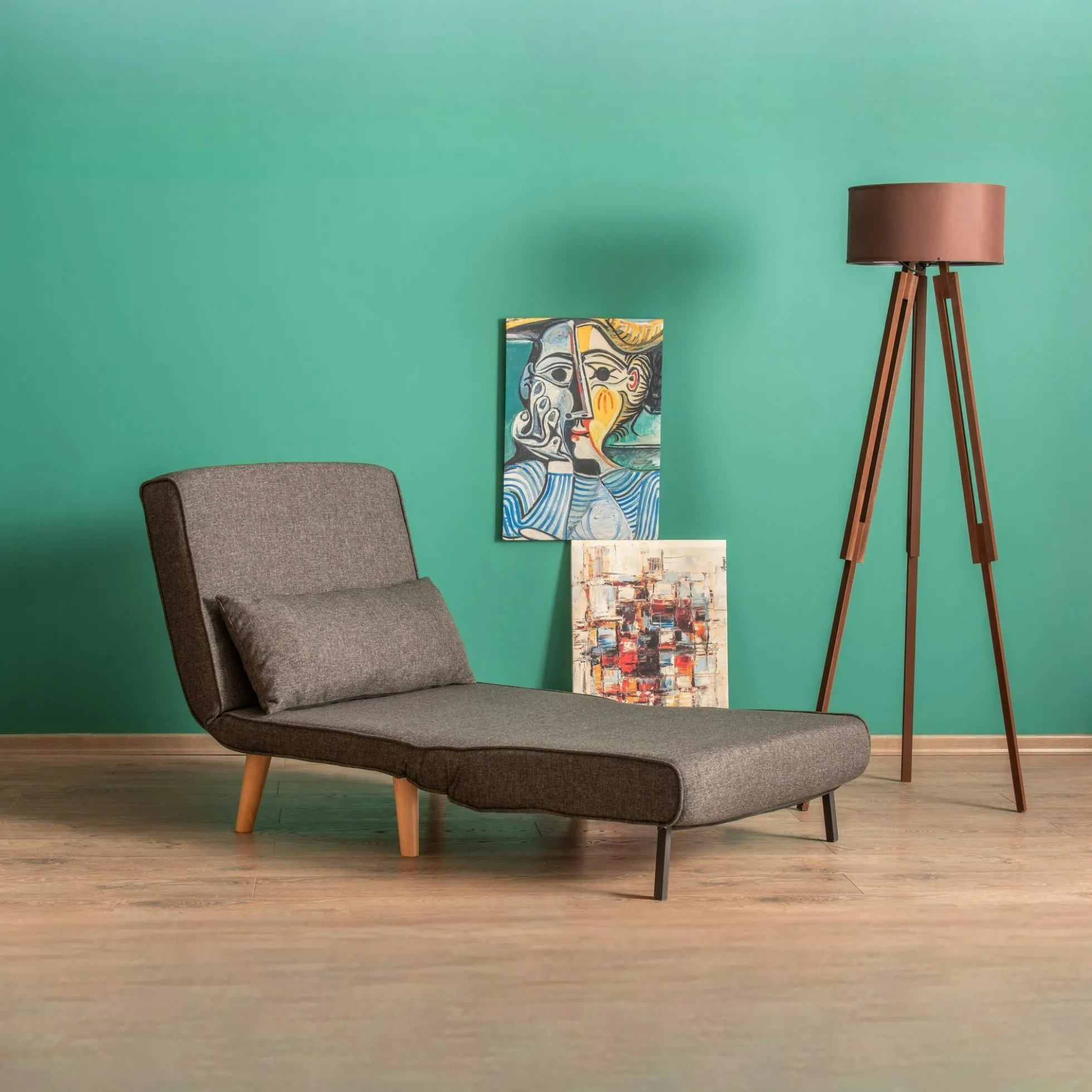 Fauteuil convertible gris chiné, couchage 180 cm COPALA