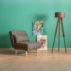 Fauteuil convertible gris chiné, couchage 180 cm COPALA