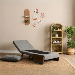 Fauteuil convertible gris chiné 1 place couchage 190 cm LOJA