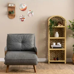 Fauteuil convertible gris chiné 1 place couchage 190 cm LOJA