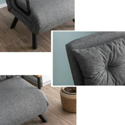 Fauteuil convertible gris clair - coussin assorti MODI