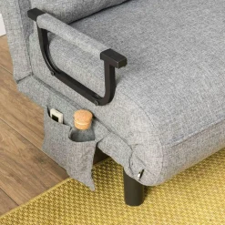 Fauteuil convertible gris clair couchage 175 cm IBARRA