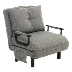 Fauteuil convertible gris clair couchage 175 cm IBARRA