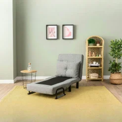Fauteuil convertible gris clair couchage 175 cm IBARRA