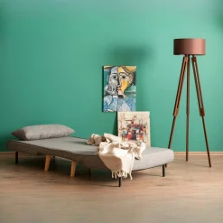 Fauteuil convertible gris clair chiné, couchage 180 cm COPALA