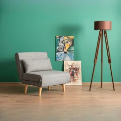 Fauteuil convertible gris clair chiné, couchage 180 cm COPALA