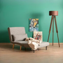 Fauteuil convertible gris clair chiné, couchage 180 cm COPALA