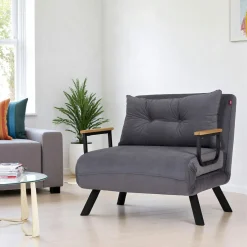Fauteuil convertible gris - coussin assorti MODI