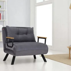 Fauteuil convertible gris - coussin assorti MODI