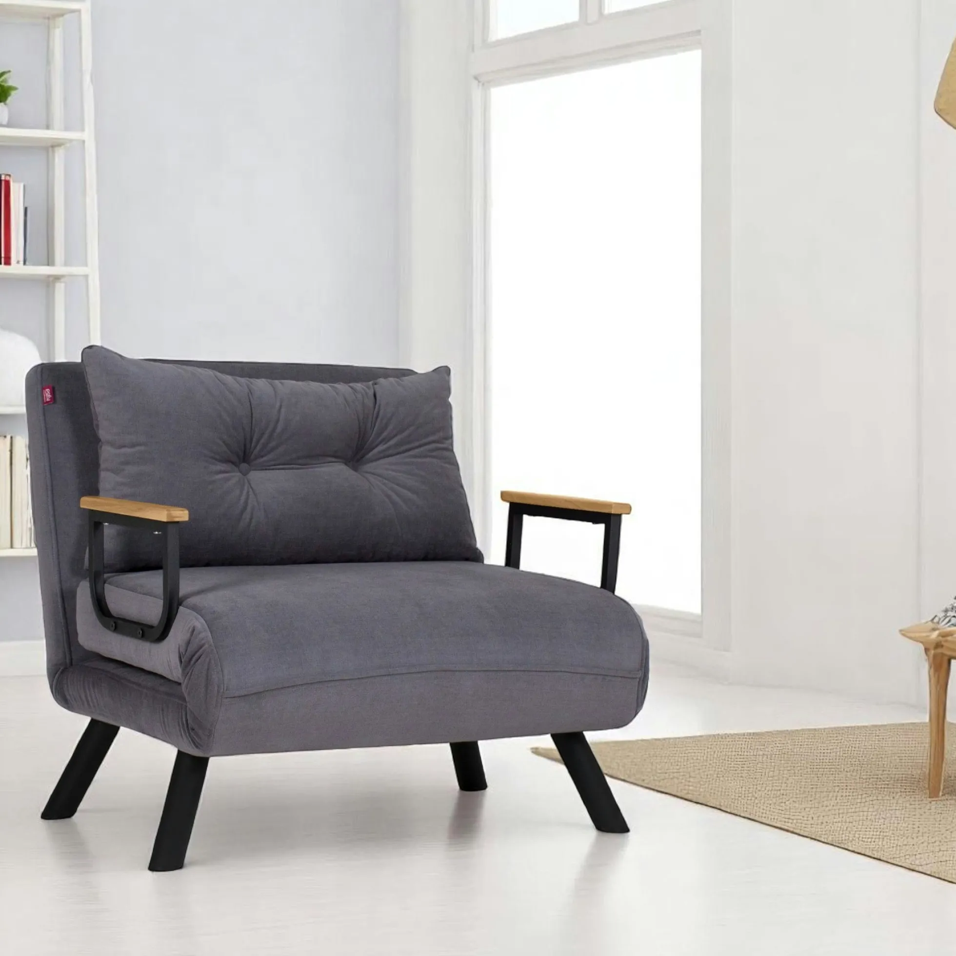 Fauteuil convertible gris - coussin assorti MODI