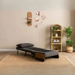 Fauteuil convertible gris foncé 1 place couchage 190 cm LOJA