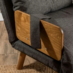 Fauteuil convertible gris foncé 1 place couchage 190 cm LOJA