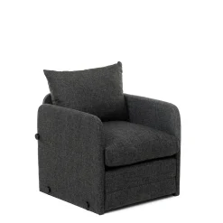 Fauteuil convertible gris foncé lin couchage 200 cm ORURO