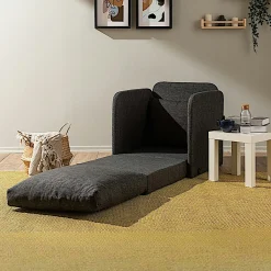 Fauteuil convertible gris foncé lin couchage 200 cm ORURO