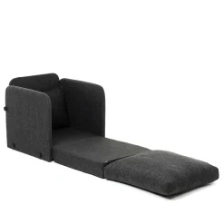 Fauteuil convertible gris foncé lin couchage 200 cm ORURO