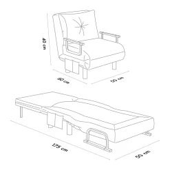Fauteuil convertible gris inclinaison réglable 175 cm IBARRA