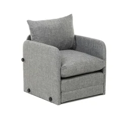 Fauteuil convertible gris lin 1 place couchage 200 cm ORURO