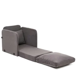 Fauteuil convertible gris velours couchage 200 cm ORURO