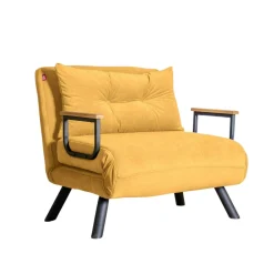 Fauteuil convertible moutarde - coussin assorti MODI