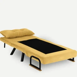 Fauteuil convertible moutarde - coussin assorti MODI