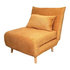 Fauteuil convertible 1 place moutarde - coussin inclus PALAU