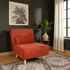 Fauteuil convertible 1 place rouille - coussin inclus PALAU