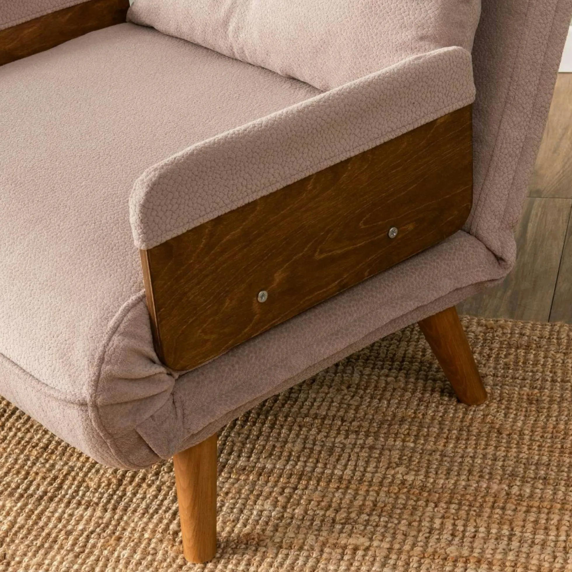 Fauteuil convertible rose poudré 1 place couchage 190 cm LOJA