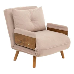 Fauteuil convertible rose poudré 1 place couchage 190 cm LOJA