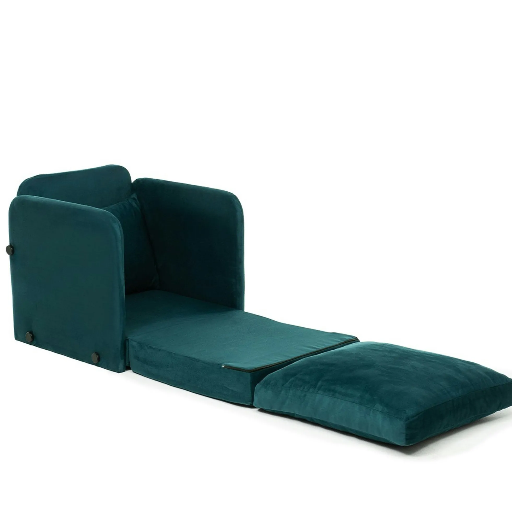 Fauteuil convertible velours bleu lagon couchage 200 cm ORURO