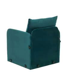 Fauteuil convertible velours bleu lagon couchage 200 cm ORURO