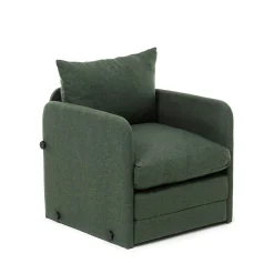 Fauteuil convertible vert foncé lin couchage 200 cm ORURO