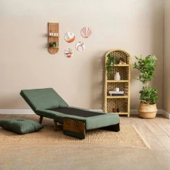 Fauteuil convertible vert 1 place couchage 190 cm LOJA