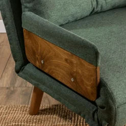 Fauteuil convertible vert 1 place couchage 190 cm LOJA