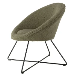Fauteuil cosy rond tissu bouclette vert kaki TIM
